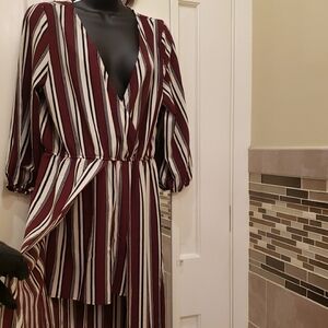 Run 21 Striped Burgundy and White Women's Down Junsuits/Ropers..